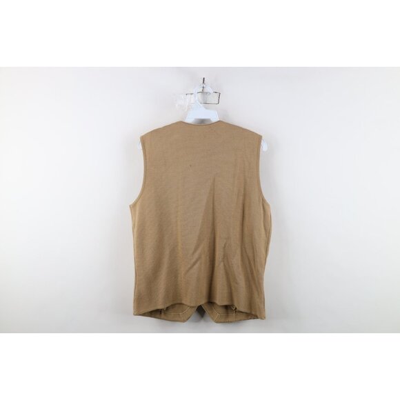 Vintage 70s Streetwear Mens Large Distressed Blank Wool Blend Knit Sweater Vest - Picture 12 of 14